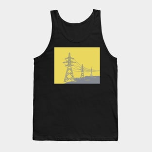 Electricity Pylons in Yellow and Grey Tank Top